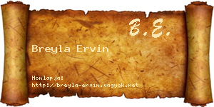 Breyla Ervin névjegykártya